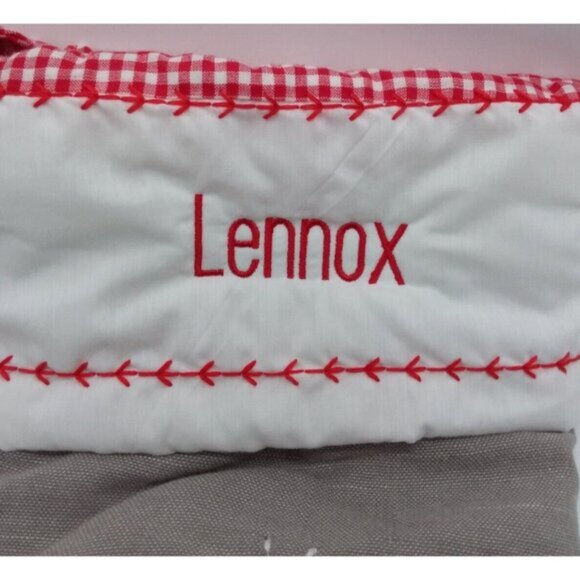 Pottery Barn Lennox Stocking Santa Reindeer Sleigh Holiday Christmas Quilted - Picture 2 of 11